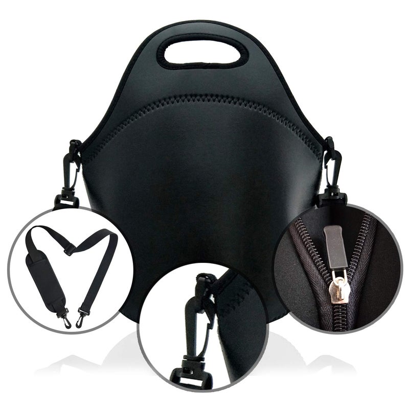 YIDA Neoprene Insulated Lunch bag, Lunch tote Boxes Bags for Women Men Work Office Picnic Travel (Black) - Image 4